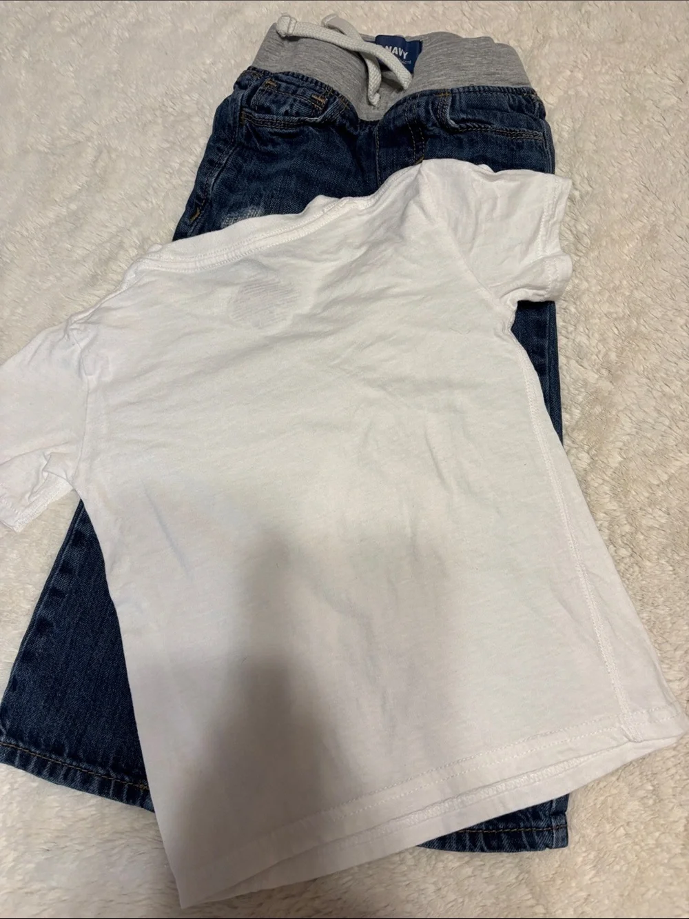 2pc Old Navy Jeans & Plain White Short-Sleeve Kids Tee - Basic Crew Neck 2T